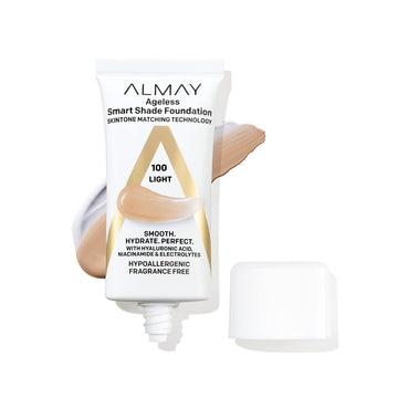 Almay front bottle showing label and shade 100 Light benefits