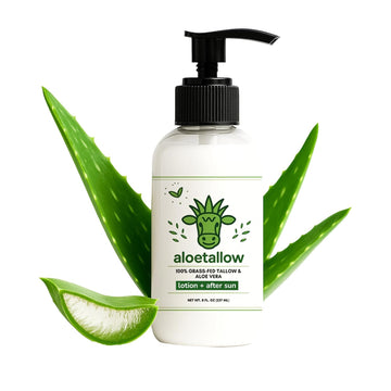 AloeTallow front packaging 8oz pump showing clean ingredient focus and convenience