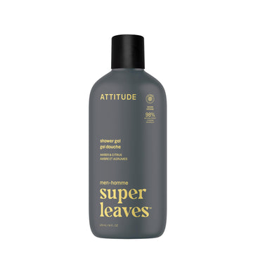 ATTITUDE front label showing clean design and men’s body wash benefits