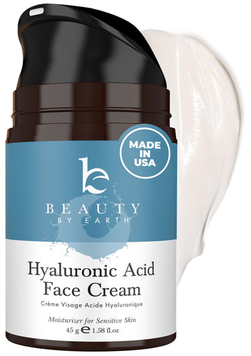 Beauty by Earth front packaging showing hyaluronic moisturizer and clean design benefit hydration