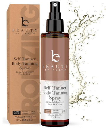 Beauty by Earth front packaging showing natural self tanner benefits