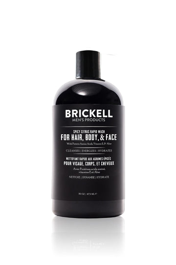 Brickell Men's Rapid Wash front packaging showing bottle and branding, easy identification