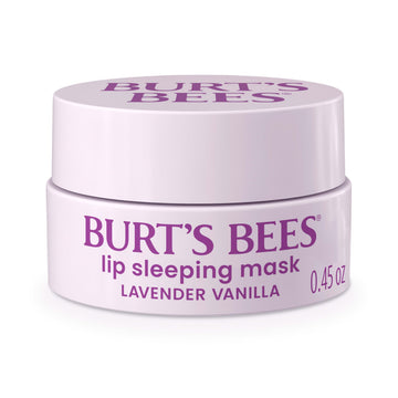 Burt's Bees jar front view showing calming lavender vanilla and compact size benefit