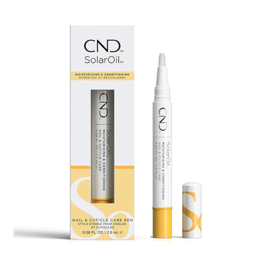 CND SolarOil front bottle showing label and compact size for easy storage