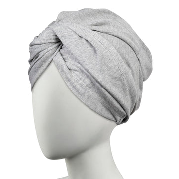 Conair turban front view showing secure wrap and reduced frizz benefits