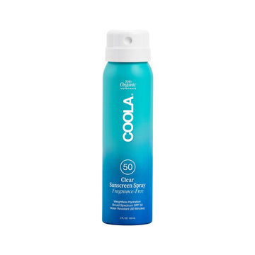 COOLA front spray bottle shown upright for quick application and portable protection