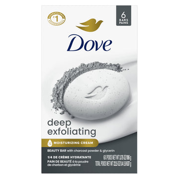 Dove beauty bar front packaging showing charcoal formula and benefits
