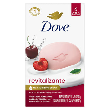 Dove front packaging showing cherry and chia milk and moisturizing benefit