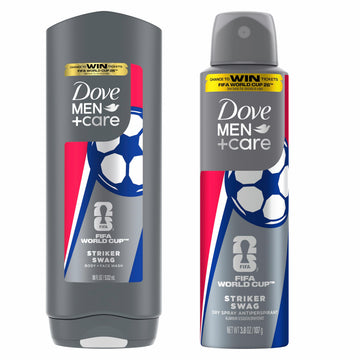 Dove Men+Care front packaging showing limited edition Striker Swag design and FIFA branding, collectible appeal