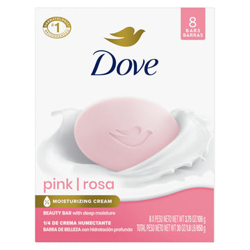 Dove Pink Rosa front packaging showing eight bars and benefits