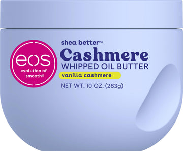eos vanilla cashmere front tub showing label and size for quick identification and purchase