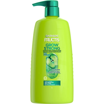 Garnier Fructis Grow Strong front packaging showing bottle and label, highlights large size and strength benefit