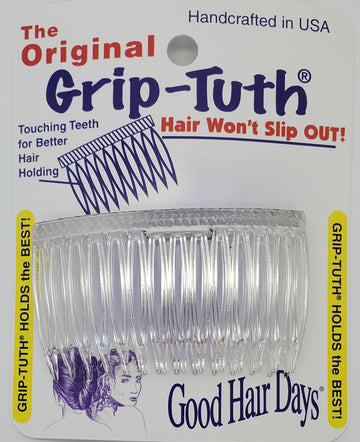 Good Hair Days front view of crystal side combs shows decorative sparkle and compact size, enhancing styles