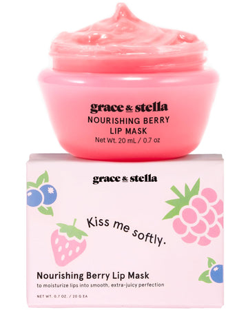 grace & stella jar front view showing compact travel-friendly design and berry scent benefit