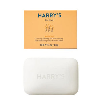 Harry's redwood-scent four-bar pack showing front packaging and brand