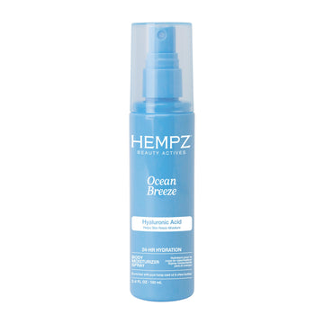 Hempz front packaging showing bottle and Ocean Breeze scent benefits