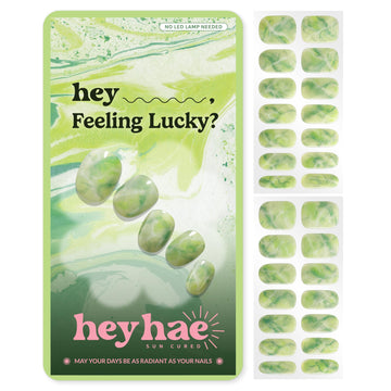 heyhae front packaging showing green marble design and kit contents for easy at-home nails