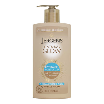 Jergens front packaging showing hydra gel moisturizer and gradual tan benefits