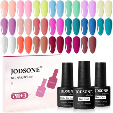 JODSONE front packaging showing full 20-color gel kit and included top coats