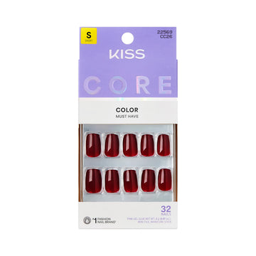 KISS front packaging showing sprightly red nails and included tools for convenience