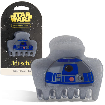 Kitsch R2‑D2 glitter clip front view showing design and hold benefit