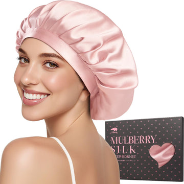 LitBear pink bonnet front view showing elegant silk and secure fit benefit