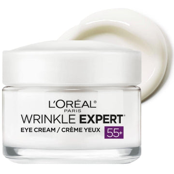 L'Oreal Paris eye cream jar front view showing compact design and easy application benefit