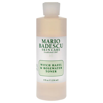 Mario Badescu front bottle showing witch hazel and rosewater for gentle clarification