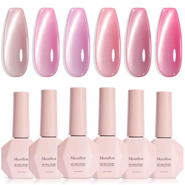 MelodySusie front packaging showing six cat eye gel bottles and magnet for versatile looks
