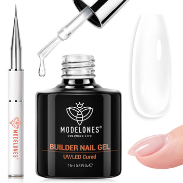 modelones front packaging showing clear builder gel and brush benefits