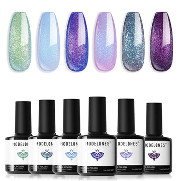 modelones front packaging showing six chameleon gel bottles and glow