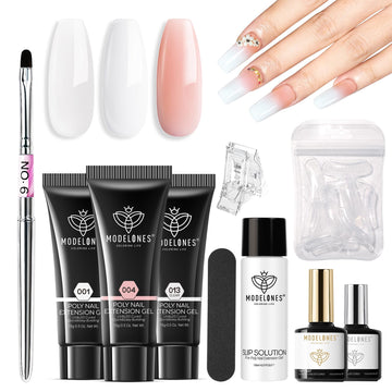 Modelones front packaging showing complete poly gel kit benefits
