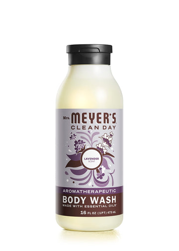 Mrs. MEYER'S front bottle showing lavender label and size benefit