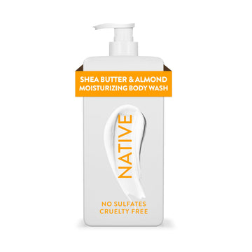 Native front packaging showing shea butter almond scent and easy pump benefit
