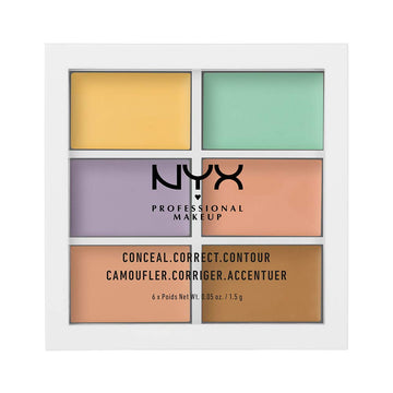 NYX PROFESSIONAL MAKEUP palette open showing six shades for customizable correction