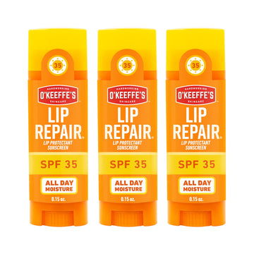 O'Keeffe's front packaging three-pack showing compact travel-ready sticks