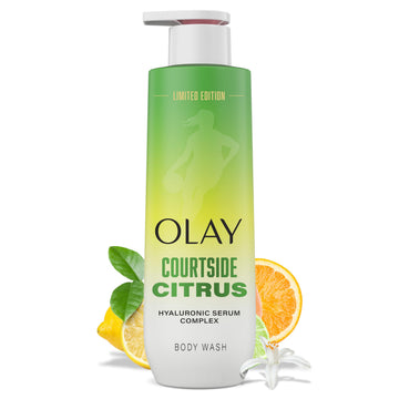 Olay front packaging showing Court Queen Citrus label and hydration benefit