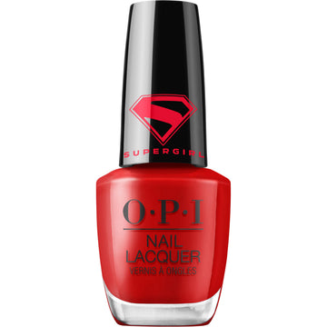 OPI bottle front showing Cape it Real rich warm red-orange and glossy benefit