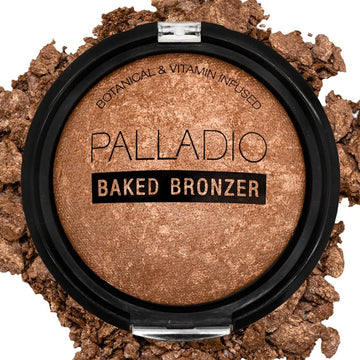 Palladio bronzer front compact showing product packaging and benefit of portable glow