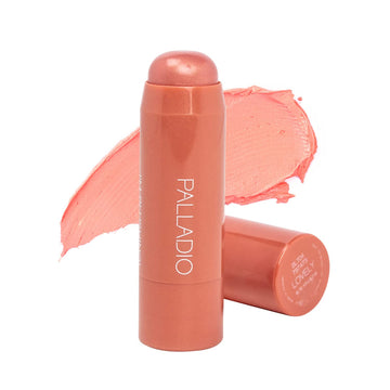 Palladio front packaging showing the blush stick and shade name for easy selection