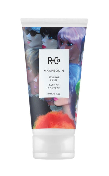 R+Co MANNEQUIN front packaging showing jar and brand benefit