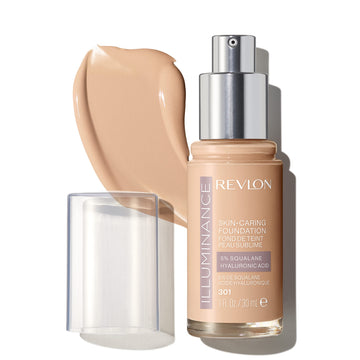 Revlon Illuminance front bottle showing sleek packaging and usable pump benefit