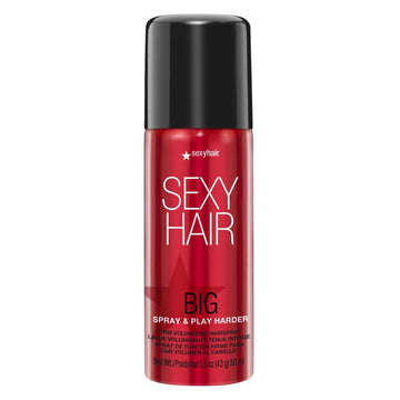 SexyHair Big Spray & Play travel can front view showing branding and size, convenient carry benefit