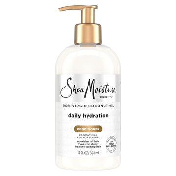 Shea Moisture front packaging showing 13 oz bottle and coconut branding benefit clarity