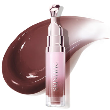 SKINTIFIC front packaging showing warm cocoa tint and glossy finish benefit