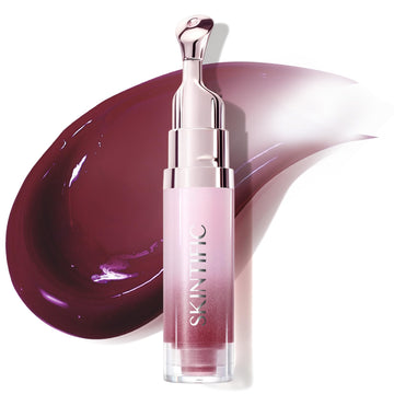 SKINTIFIC front packaging showing fine wine tint and sleek tube, delivers glossy color