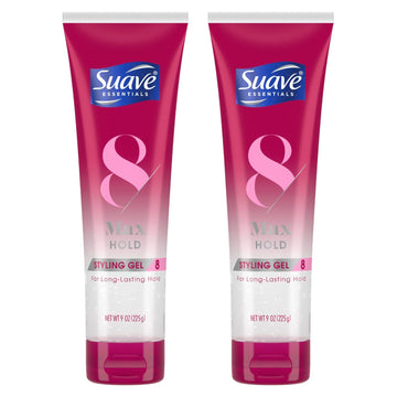 Suave front packaging showing Max Hold 8 sculpting gel for reliable styling