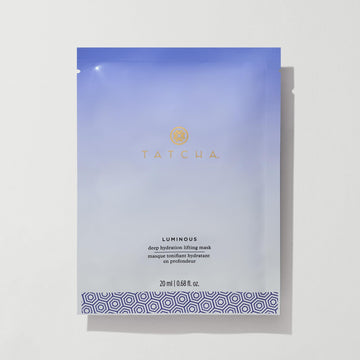 TATCHA front pouch showing product branding and single-use mask benefit