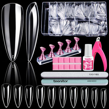 Teenitor front packaging showing 600 clear nails and included kit benefit