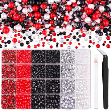 TINKRSTUFF open box showing all pearls and rhinestones for easy selection